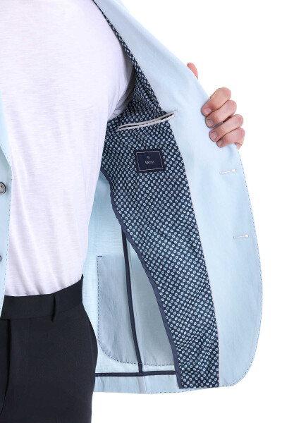 Slim Fit Mono Yaka Klasik Keten Ceket - 6