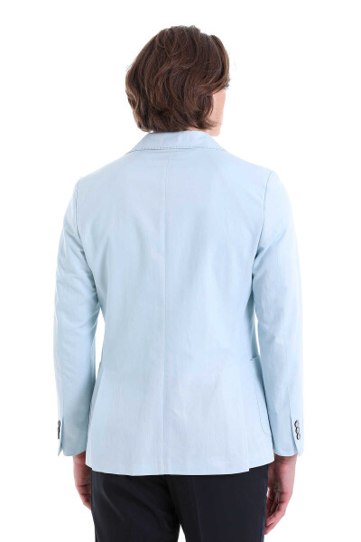 Slim Fit Mono Yaka Klasik Keten Ceket - 7