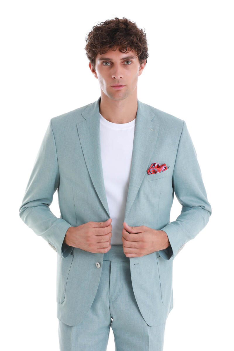 Mavi Slim Fit Mono Yaka Klasik Takım Elbise - HTML (1)