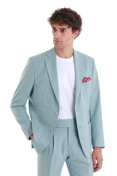 Mavi Slim Fit Mono Yaka Klasik Takım Elbise - 3