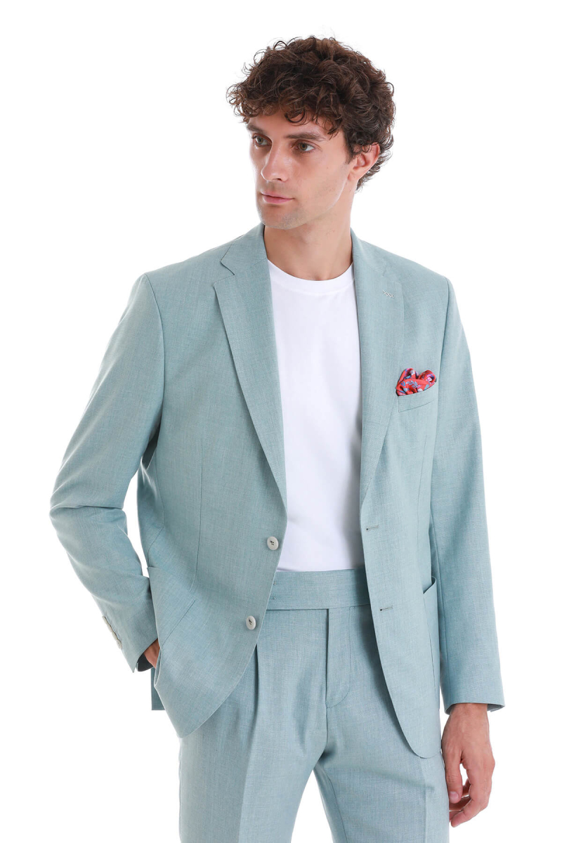 Mavi Slim Fit Mono Yaka Klasik Takım Elbise - HTML (1)