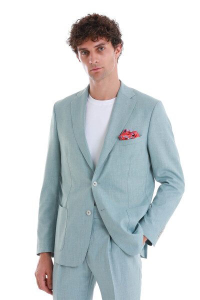 Mavi Slim Fit Mono Yaka Klasik Takım Elbise - 5