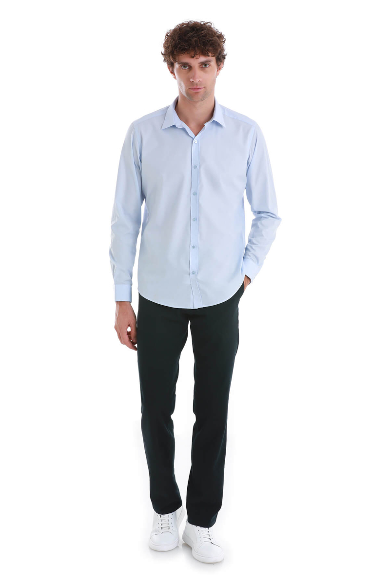 Mavi Slim Fit Slim Yaka Pamuklu Uzun Kollu Spor Gömlek - Hatemoğlu (1)