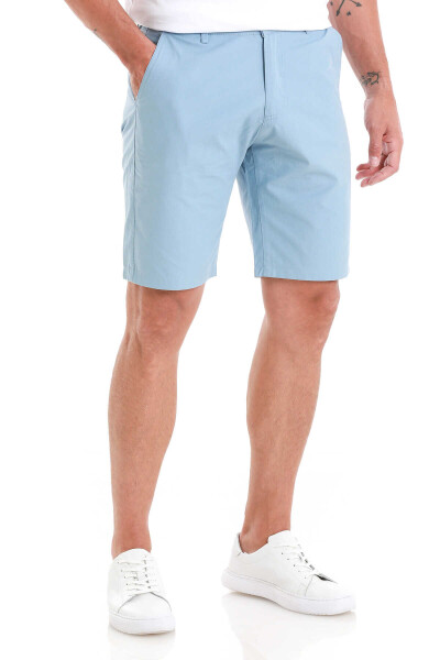 Mavi Slim Fit Düz Yandan Cepli Basic Şort - 3