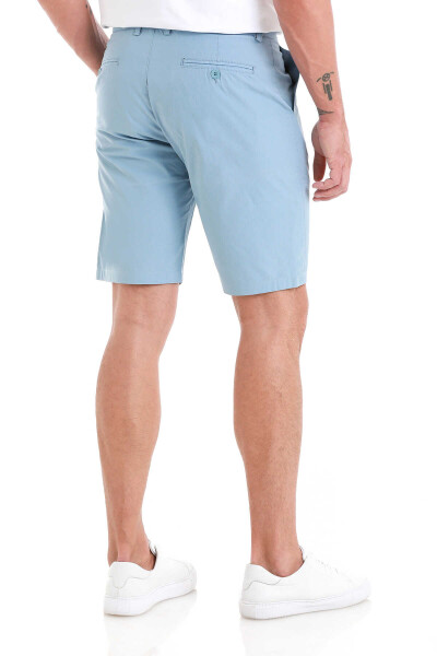 Mavi Slim Fit Düz Yandan Cepli Basic Şort - 4