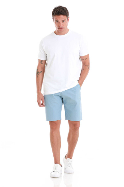 Mavi Slim Fit Düz Yandan Cepli Basic Şort - 6