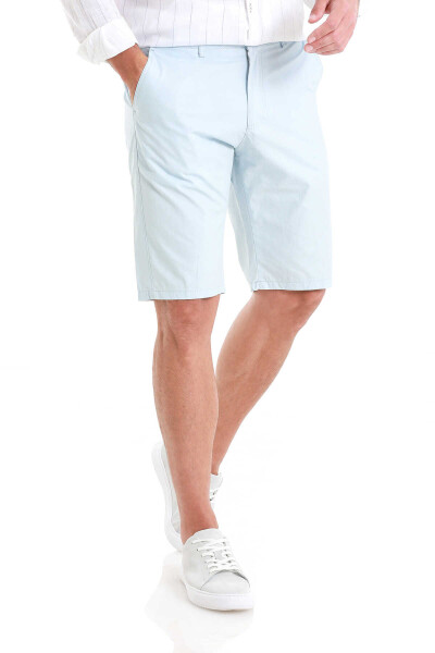 Mavi Slim Fit Düz Yandan Cepli Basic Şort - 4