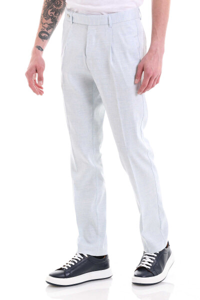 Mavi Slim Fit Yandan Cepli Keten Pantolon - 3