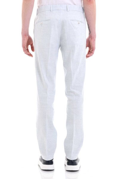 Mavi Slim Fit Yandan Cepli Keten Pantolon - 5