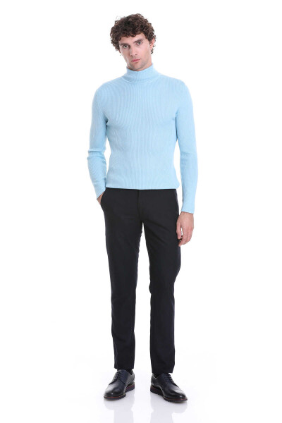 Mavi Slim Fit Fitilli Balıkçı Yaka Yünlü Triko Kazak - 2