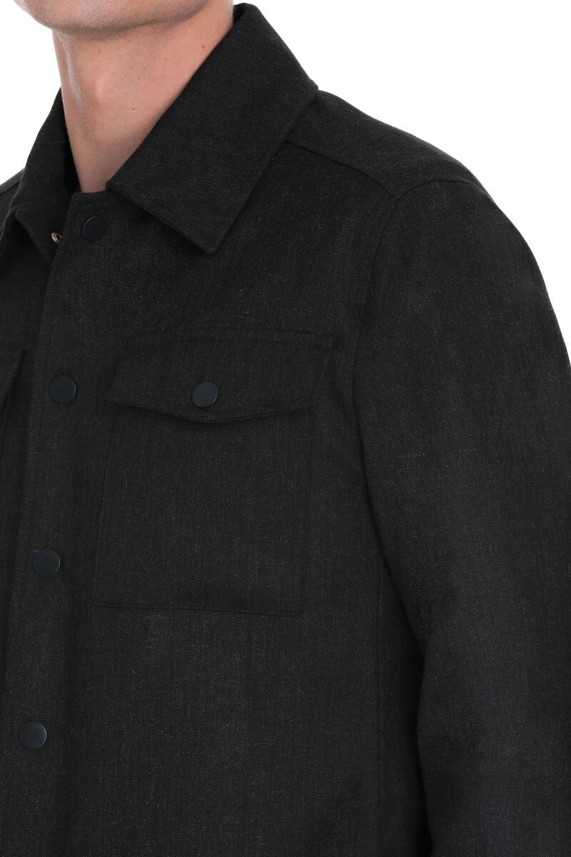 Siyah Slim Fit Mono Yaka Casual Overshirt Takım - Hatemoğlu (1)