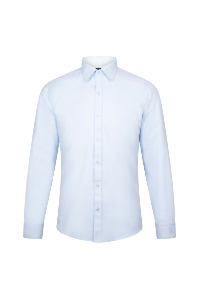 Mavi Slim Fit Desenli Slim Yaka Pamuklu Uzun Kollu Klasik Gömlek 