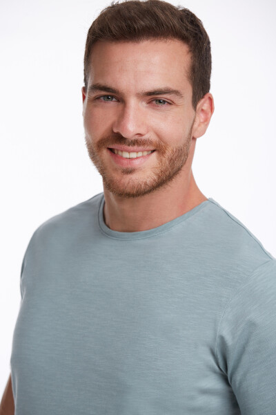 Mavi Slim Fit 100% Pamuk Bisiklet Yaka Tişört - 9