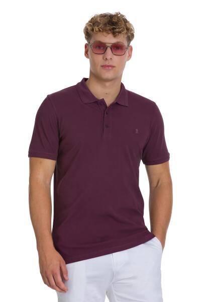Mor Regular Fit 100% Pamuklu Polo Yaka Tişört 