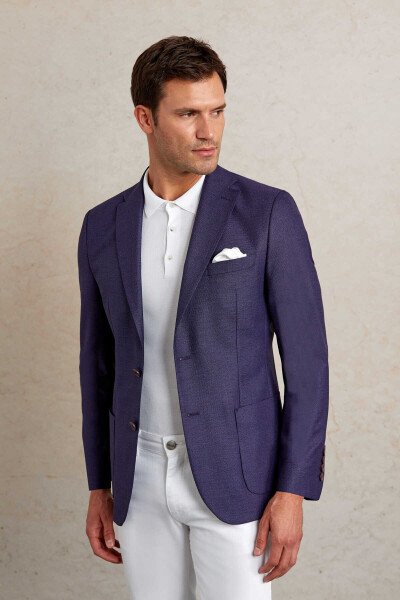 Mor Slim Fit Mono Yaka Klasik Ceket - 2