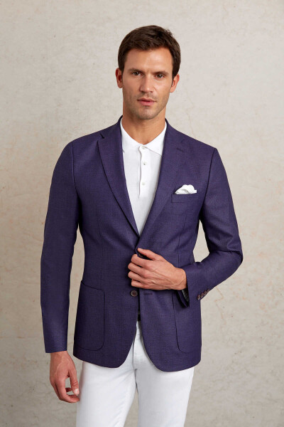 Mor Slim Fit Mono Yaka Klasik Ceket - 4