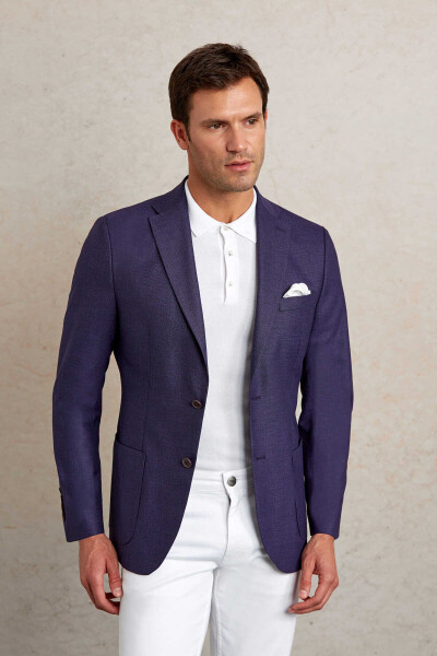 Mor Slim Fit Mono Yaka Klasik Ceket - 5
