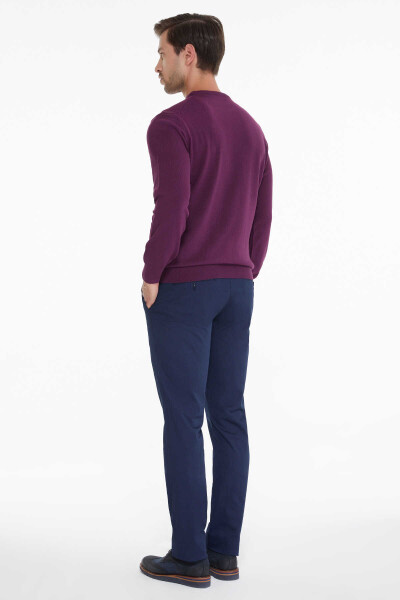 Kırmızı Regular Fit Düz Bisiklet Yaka Triko Kazak - 3