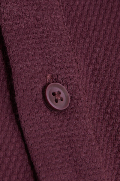 Kırmızı Regular Fit Petek Pamuklu Polo Yaka Tişört - 8