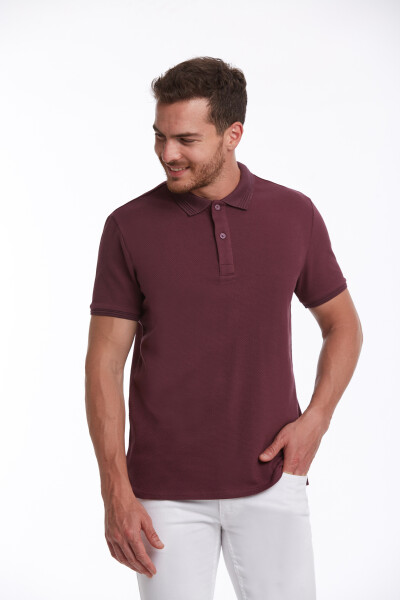 Kırmızı Regular Fit Petek Pamuklu Polo Yaka Tişört - 2