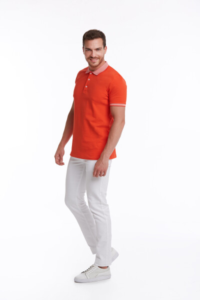 Turuncu Regular Fit 100% Pamuklu Polo Yaka Tişört - 4