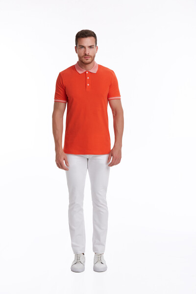 Turuncu Regular Fit 100% Pamuklu Polo Yaka Tişört - 6