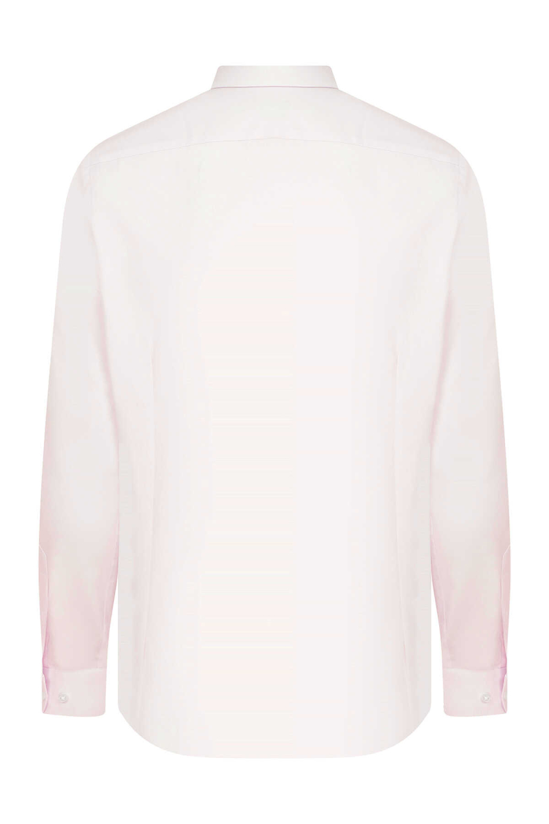 Pembe Slim Fit Düz 100% Pamuk Uzun Kol Spor Gömlek - Hatemoğlu (1)