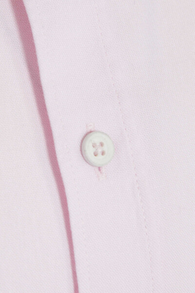 Pembe Slim Fit 100% Pamuk Düğmeli Yaka Uzun Kollu Casual Gömlek - 3