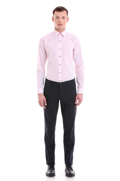 Pembe Comfort Fit Çizgili %100 Pamuklu Slim Yaka Uzun Kollu Casual Gömlek - 2