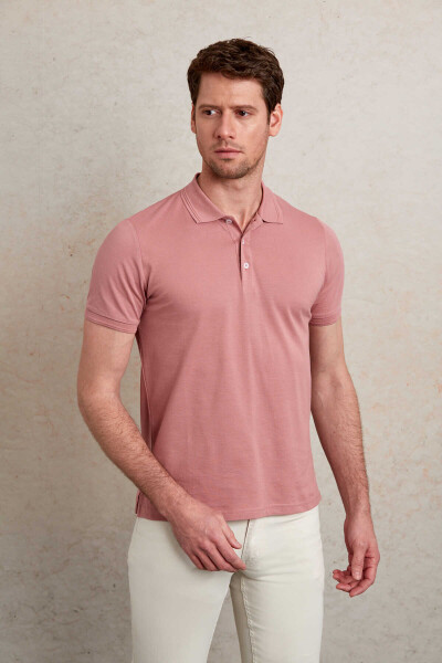 Pembe Comfort Fit 100% Pamuk Polo Yaka Tişört - 2