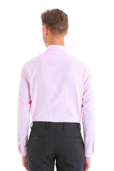 Pembe Comfort Fit Pamuklu Düğmeli Yaka Uzun Kollu Casual Gömlek - 6