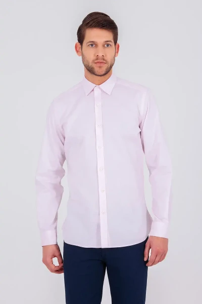 Pembe Slim Fit 100% Pamuk Uzun Kol Oxford Gömlek 