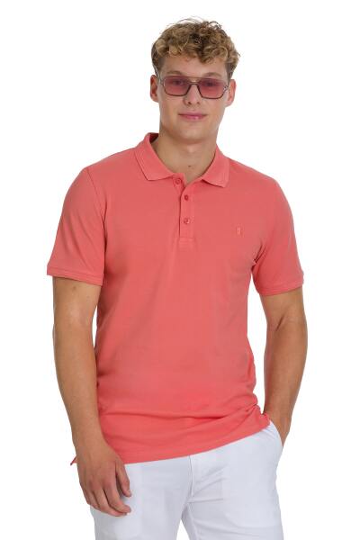 Pembe Regular Fit 100% Pamuklu Polo Yaka Tişört 
