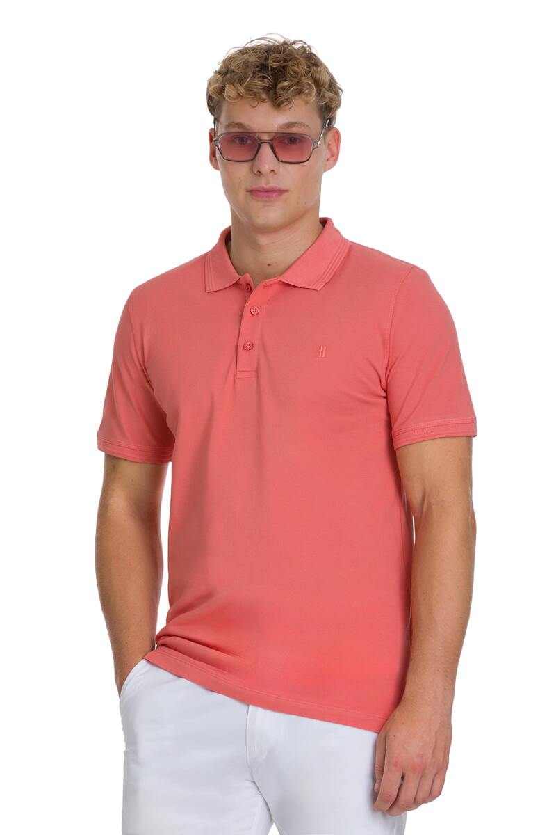 Pembe Regular Fit 100% Pamuklu Polo Yaka Tişört - Hatemoğlu (1)