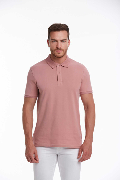 Pembe Regular Fit 100% Pamuk Polo Yaka Tişört - 3