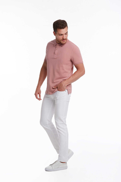 Pembe Regular Fit 100% Pamuk Polo Yaka Tişört - 5