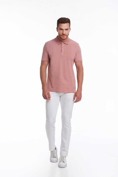 Pembe Regular Fit 100% Pamuk Polo Yaka Tişört - 7