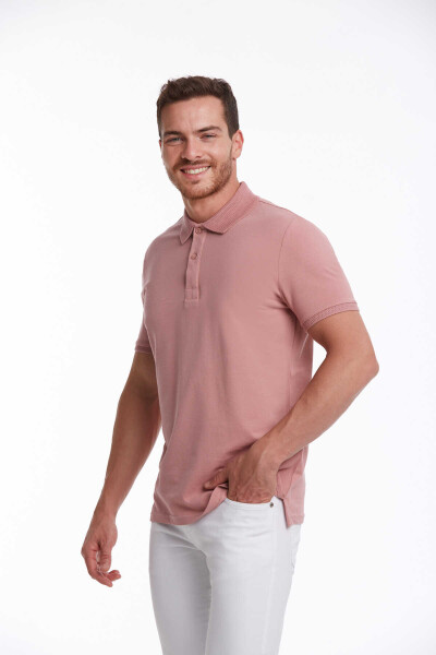 Pembe Regular Fit 100% Pamuk Polo Yaka Tişört - 2