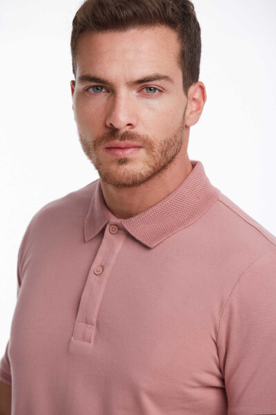 Pembe Regular Fit 100% Pamuk Polo Yaka Tişört - 10