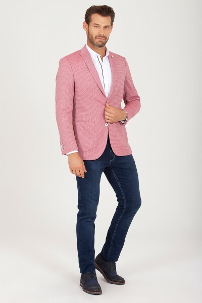 Pembe Slim Fit Desenli Ceket - 2