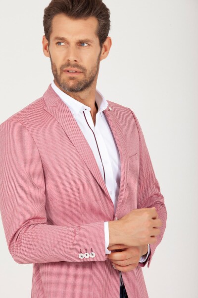 Pembe Slim Fit Desenli Ceket - 3