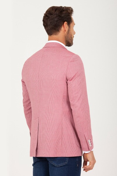Pembe Slim Fit Desenli Ceket - 4