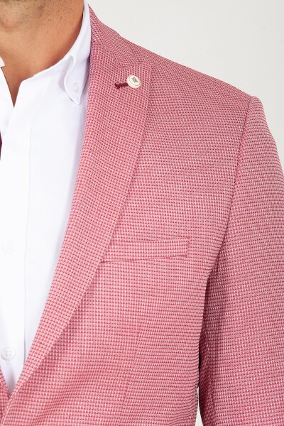 Pembe Slim Fit Desenli Ceket - 5