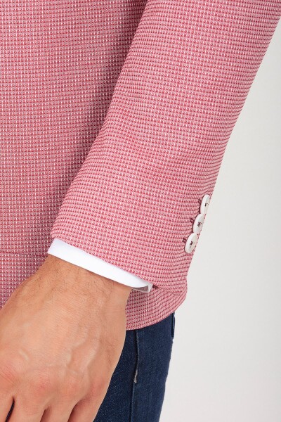 Pembe Slim Fit Desenli Ceket - 7