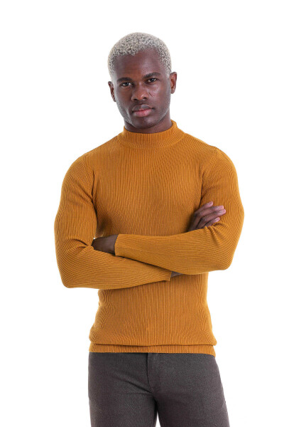 Safran Slim Fit Fitilli Yarım Balıkçı Yaka Yünlü Kazak - 3