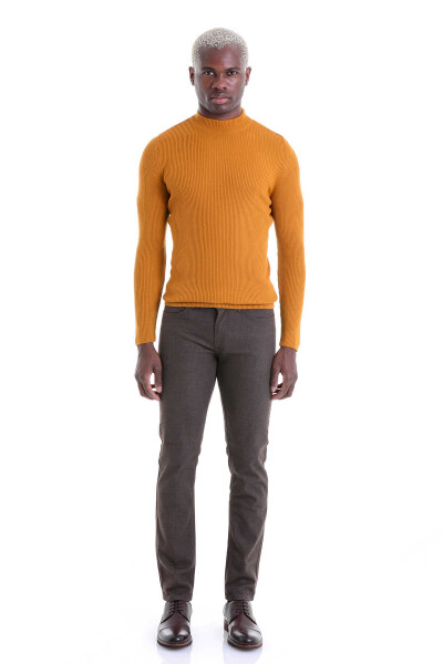 Safran Slim Fit Fitilli Yarım Balıkçı Yaka Yünlü Kazak - 4