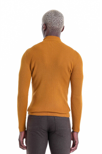 Safran Slim Fit Fitilli Yarım Balıkçı Yaka Yünlü Kazak - 6