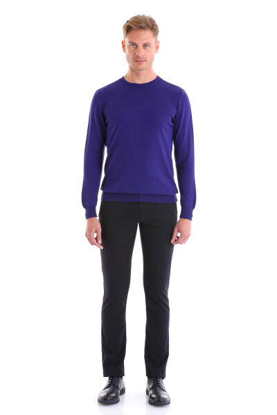 Mavi Comfort Fit Bisiklet Yaka Yünlü Kazak - 4