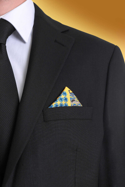 Sarı Klasik Saten Cep Mendili - 2