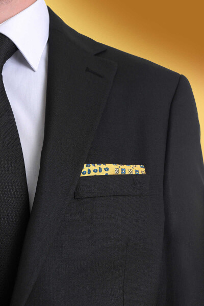 Sarı Klasik Saten Cep Mendili - 3